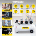 Compresseur d’Air Silencieux VEVOR 100 L – 3 CV, Sans Huile, 8 Bar, 495 L/min – Moteur Cuivre – Image 6